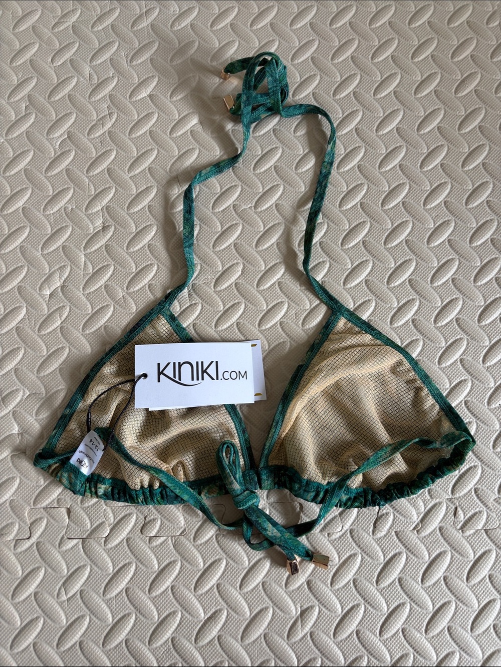 KINKI.COM Santorini Green Marble Triangle Bikini Top Size 12-14 - Picture 2 of 3